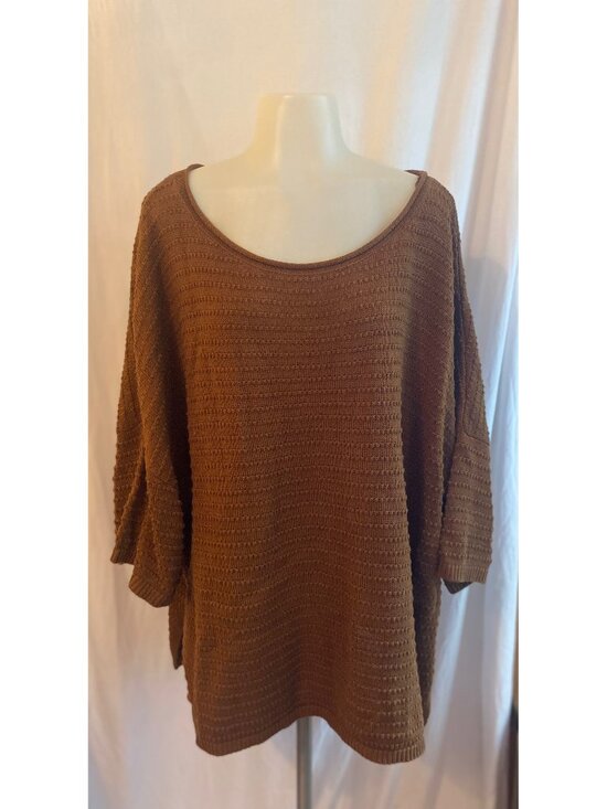 Time and Tru Sweaters - Time And Tru Brown Textured Knit Oversized Sweater